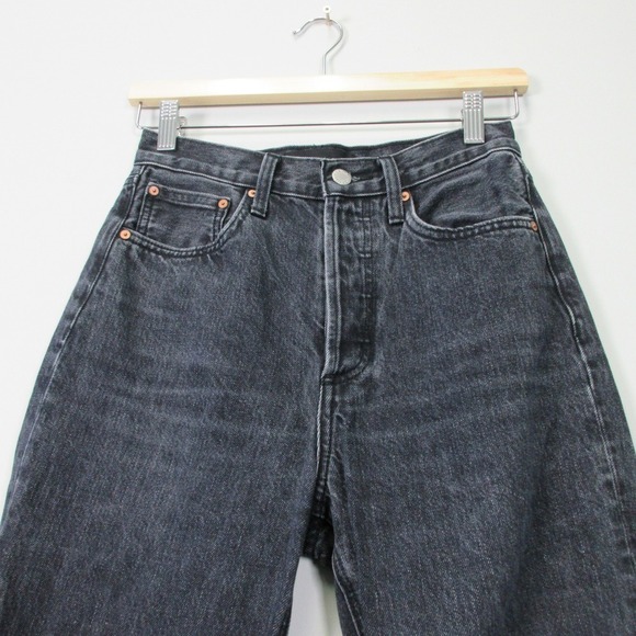 Aritzia Denim Forum Joni High Rise Loose Jeans Women 24 Black Denim Cotton 582 - Picture 4 of 12